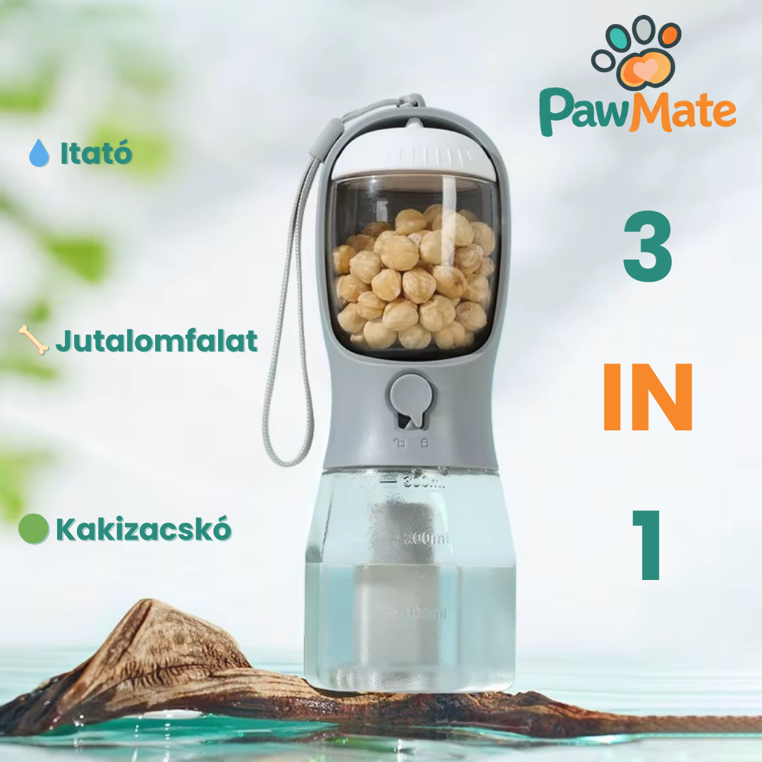 PawMate – 3 az 1-ben hordozható kutya itató sétákhoz és kirándulásokhoz